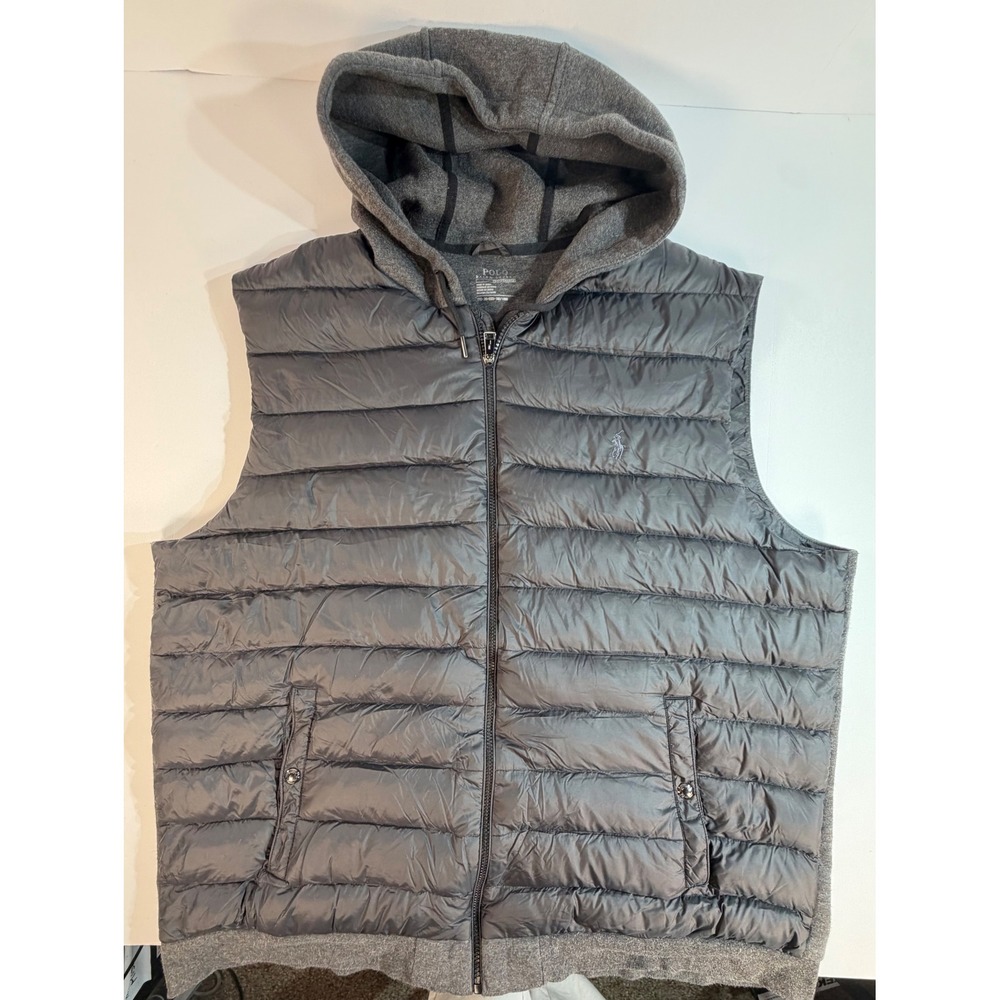 Polo Ralph Lauren Performance Hybrid Down Puffer Vest Gray Hooded Mens 2XB